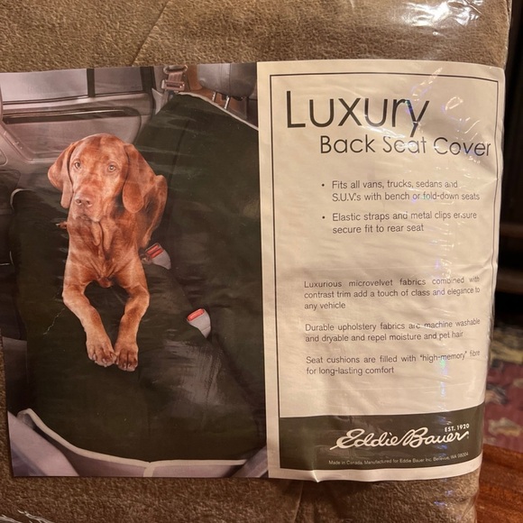 Eddie Bauer Luxury Back Seat Cover Fits Vans Trucks Sedans & SUVs, Mocha - Picture 5 of 7